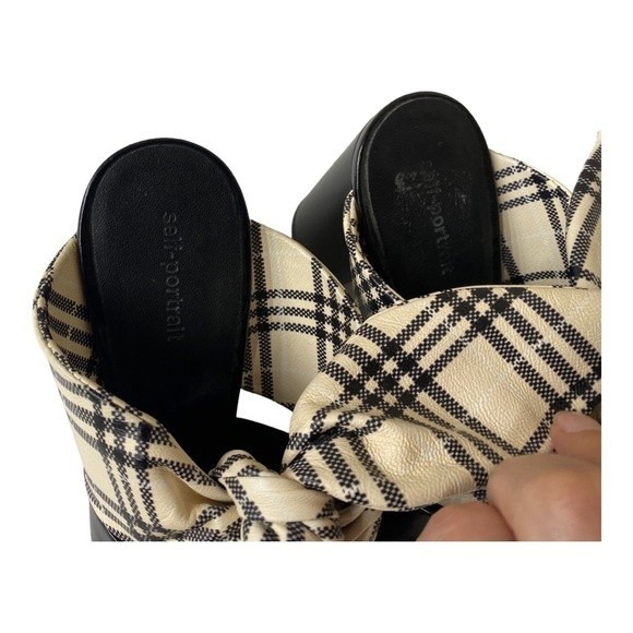 Self-Portrait Black and Cream Mules - Picture 6 of 14